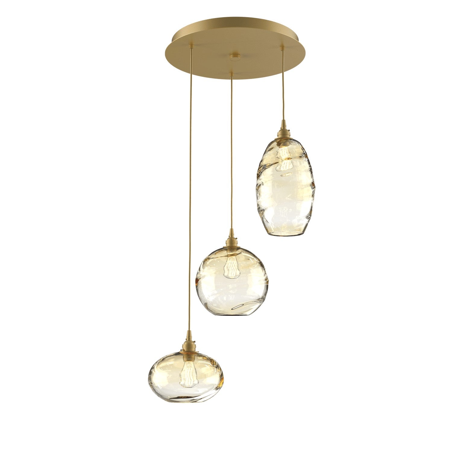 Hammerton Studio - CHB0048-03-GB-OA-C01-E2 - Three Light Pendant - Misto - Gilded Brass