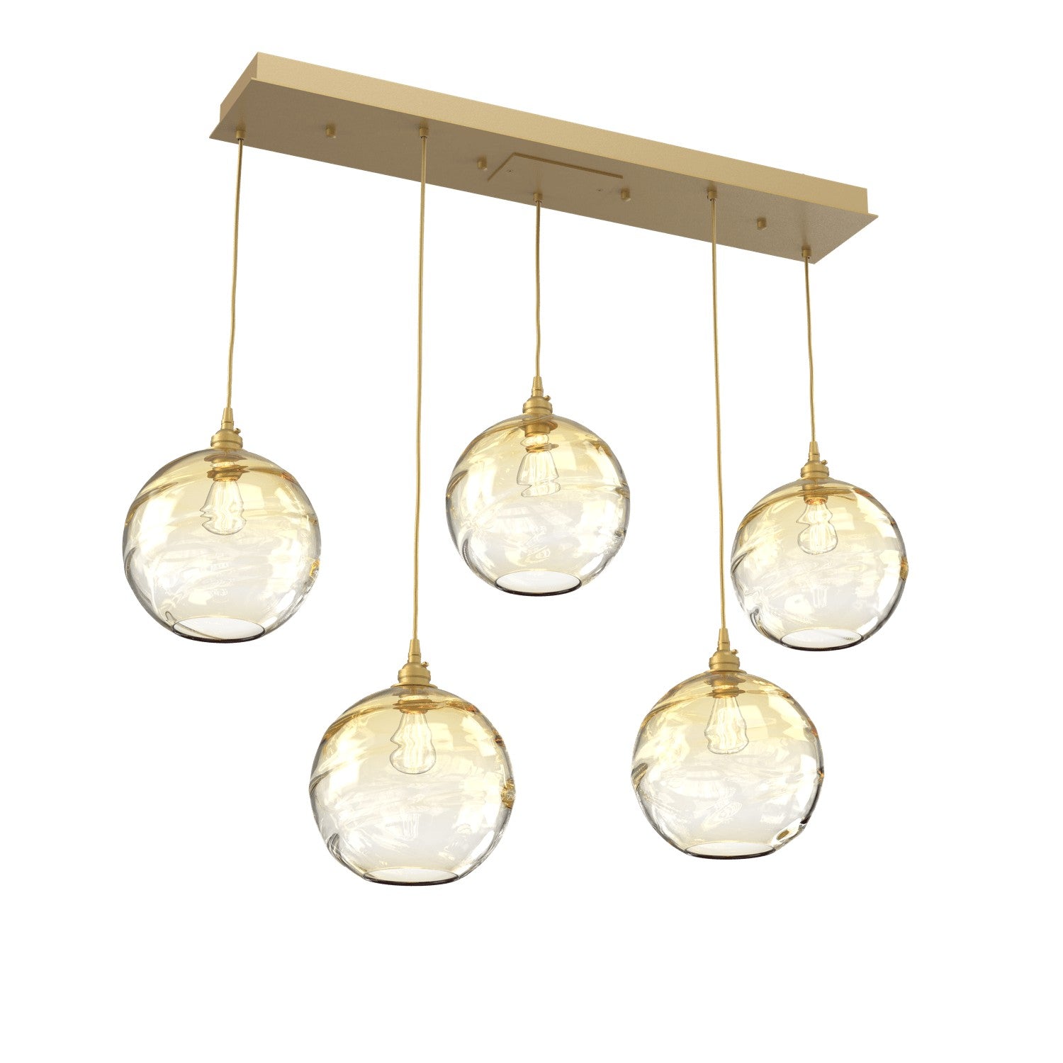 Hammerton Studio - PLB0047-05-GB-OA-C01-E2 - Five Light Pendant - Optic Blown Glass - Gilded Brass