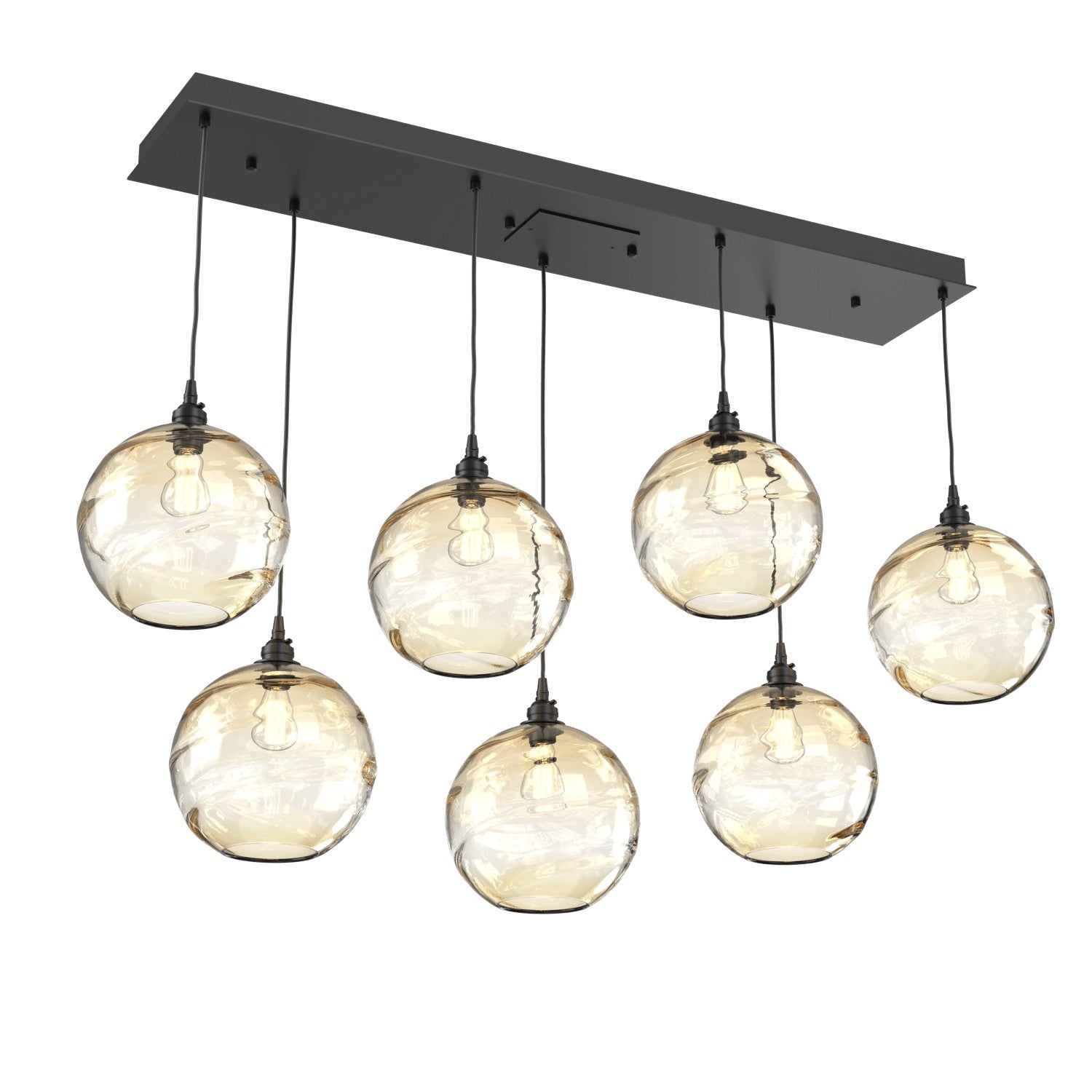 Hammerton Studio - PLB0047-07-MB-OA-C01-E2 - Seven Light Pendant - Optic Blown Glass - Matte Black