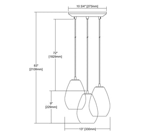 ELK Home - 10760/3 - Three Light Pendant - Lagoon - Satin Nickel