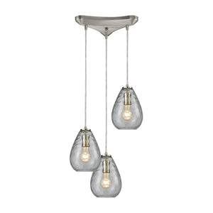 ELK Home - 10760/3 - Three Light Pendant - Lagoon - Satin Nickel