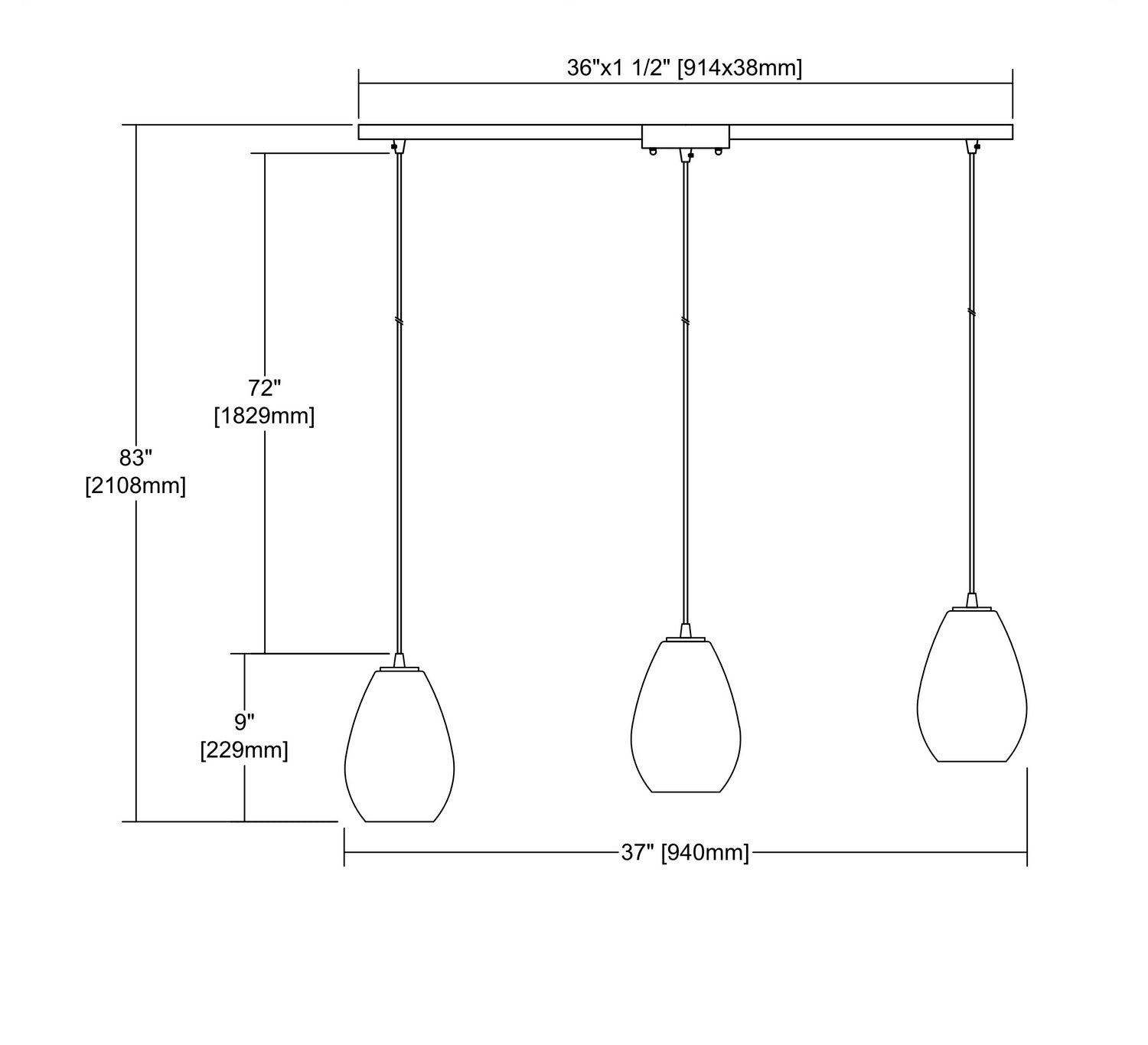 ELK Home - 10760/3L - Three Light Pendant - Lagoon - Satin Nickel