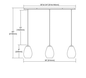 ELK Home - 10760/3LP - Three Light Pendant - Lagoon - Satin Nickel