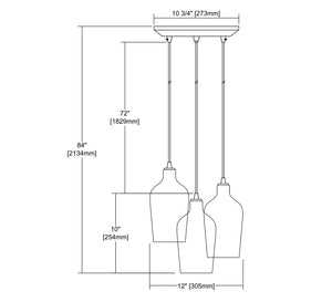 ELK Home - 10840/3 - Three Light Pendant - Hammered Glass - Oil Rubbed Bronze