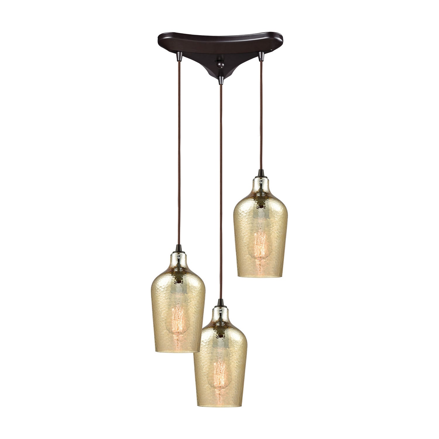 ELK Home - 10840/3 - Three Light Pendant - Hammered Glass - Oil Rubbed Bronze