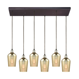 ELK Home - 10840/6RC - Six Light Pendant - Hammered Glass - Oil Rubbed Bronze