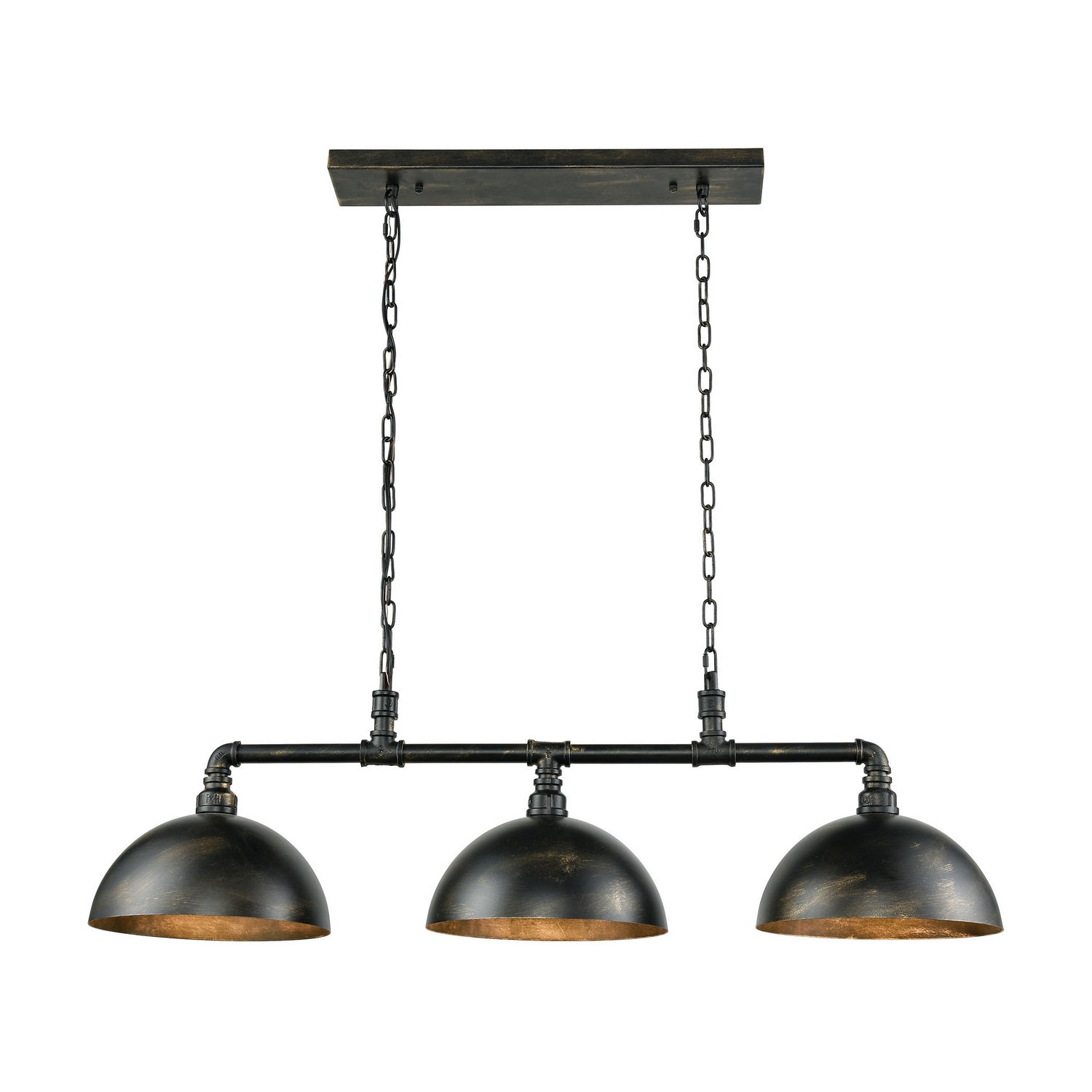 ELK Home - 18256/3 - Three Light Linear Chandelier - Mulvaney - Black-Brushed Gold