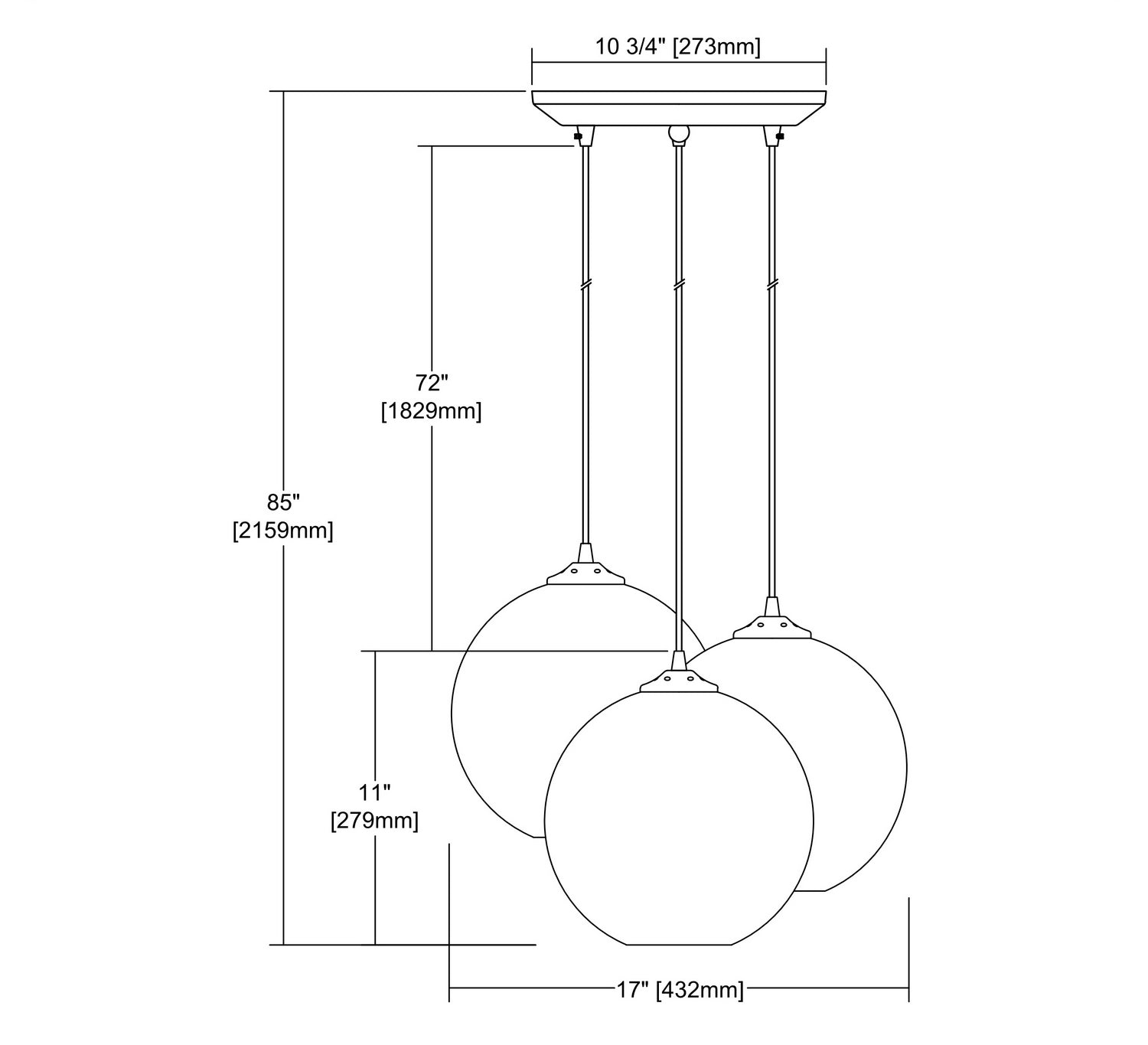 ELK Home - 31380/3AQ - Three Light Pendant - Watersphere - Polished Chrome