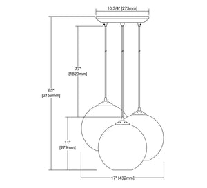 ELK Home - 31380/3AQ - Three Light Pendant - Watersphere - Polished Chrome