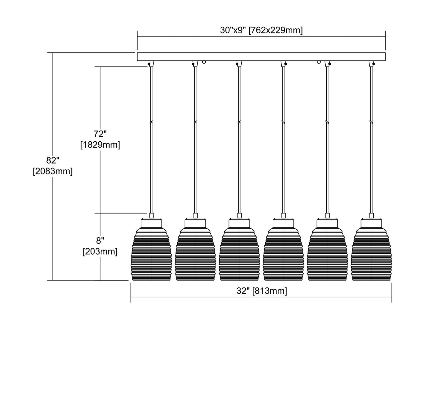 ELK Home - 46216/6RC - Six Light Pendant - Muncie - Oil Rubbed Bronze