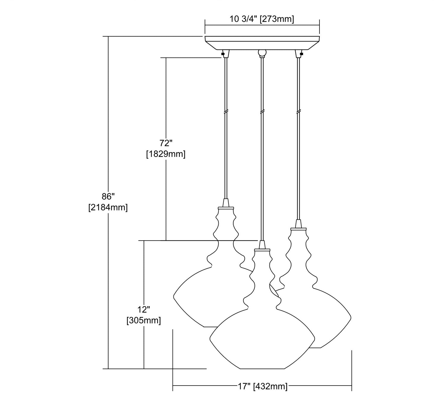 ELK Home - 56500/3 - Three Light Pendant - Alora - Polished Chrome