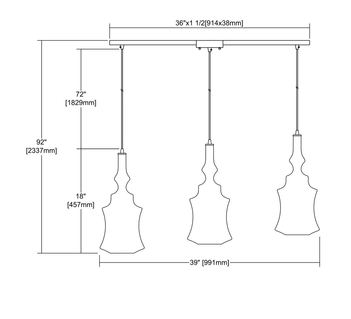 ELK Home - 56503/3L - Three Light Pendant - Alora - Polished Chrome