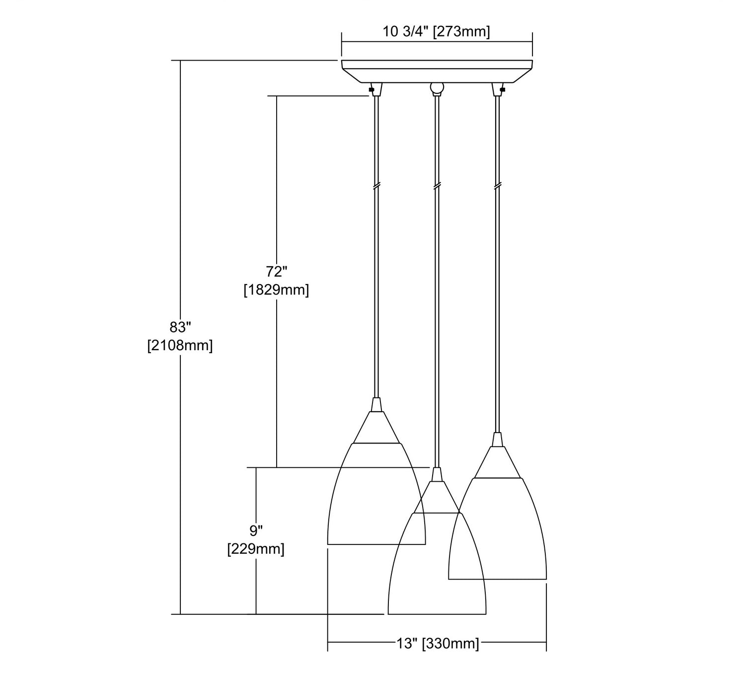 ELK Home - 56530/3 - Three Light Pendant - Merida - Polished Chrome