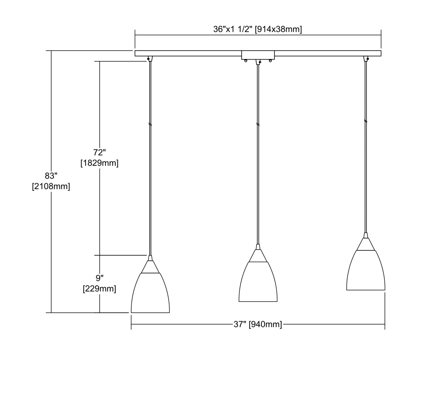 ELK Home - 56530/3L - Three Light Pendant - Merida - Polished Chrome