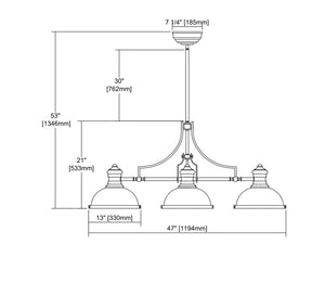 ELK Home - 66595-3 - Three Light Linear Chandelier - Chadwick - Satin Brass