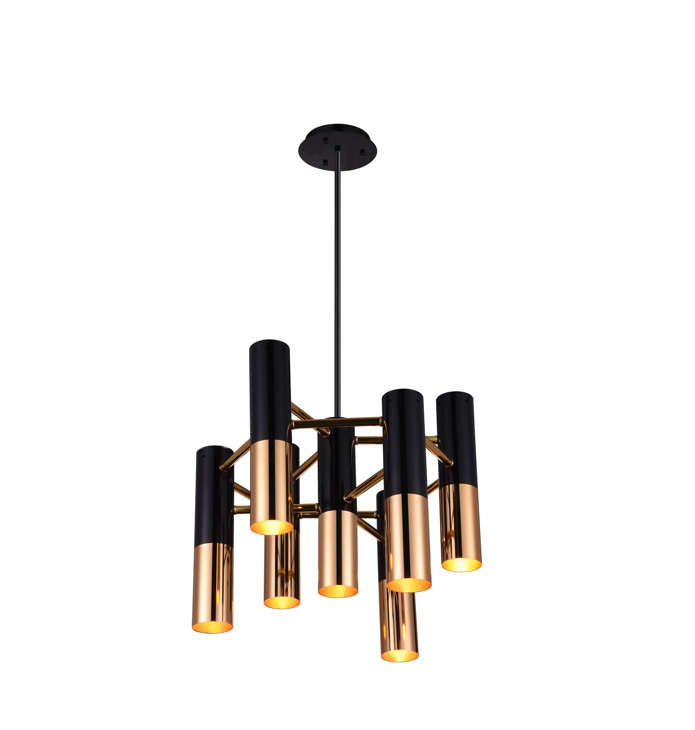 CWI Lighting - 1015P17-7-129 - Seven Light Chandelier - Anem - Matte Black & Satin Gold