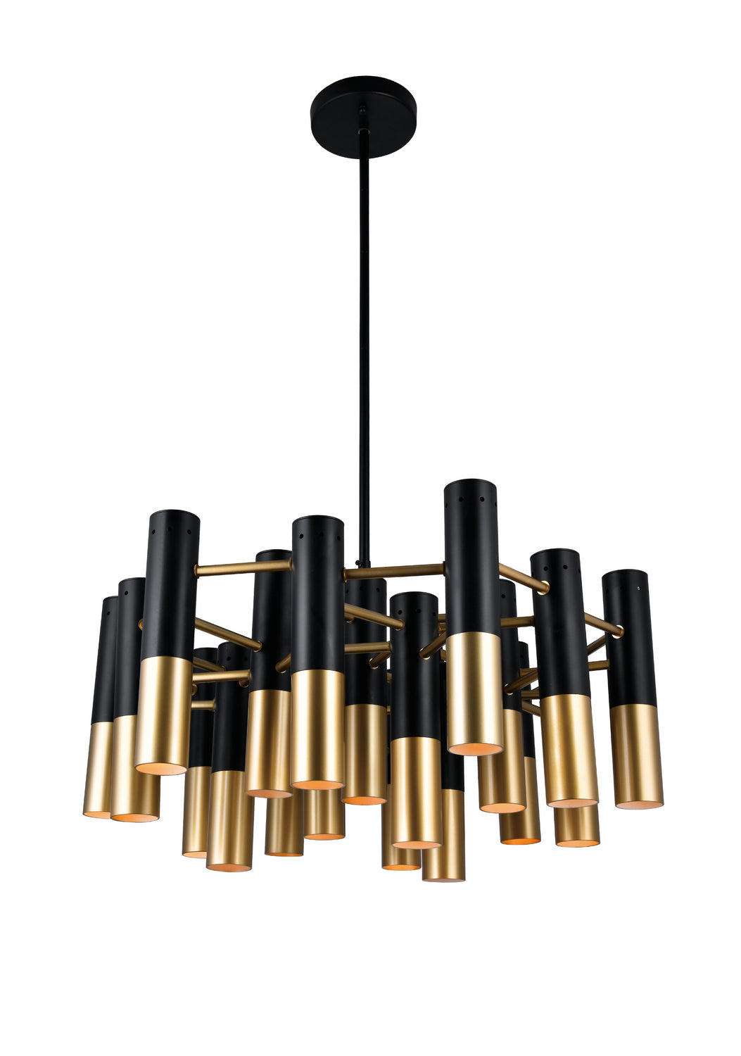 CWI Lighting - 1015P26-19-129 - 19 Light Chandelier - Anem - Matte Black & Satin Gold