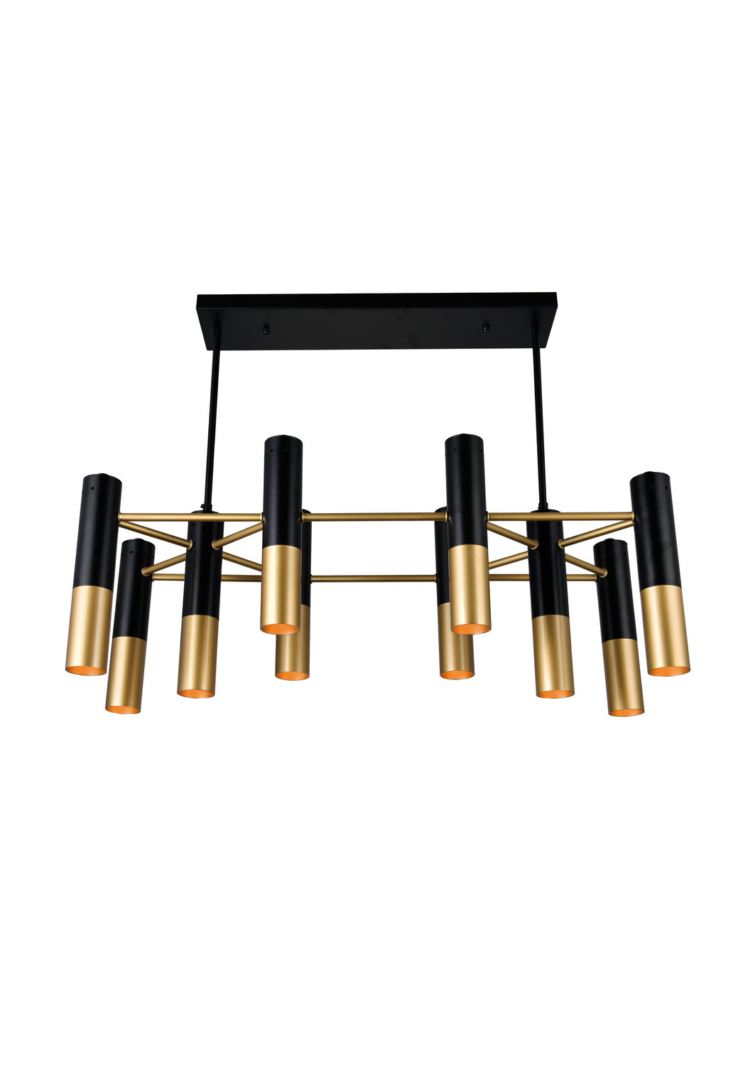 CWI Lighting - 1015P32-10-129 - Ten Light Chandelier - Anem - Matte Black & Satin Gold