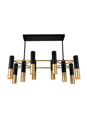 CWI Lighting - 1015P32-10-129 - Ten Light Chandelier - Anem - Matte Black & Satin Gold