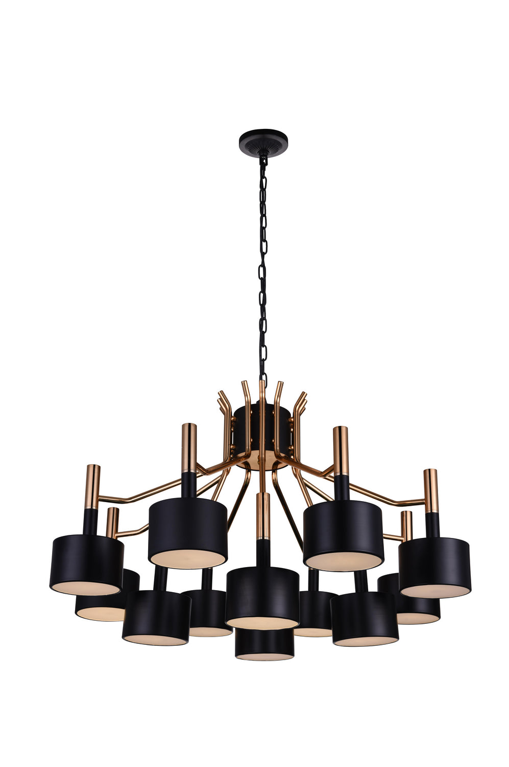 CWI Lighting - 1017P32-12-129-A - 12 Light Chandelier - Corna - Matte Black & Satin Gold