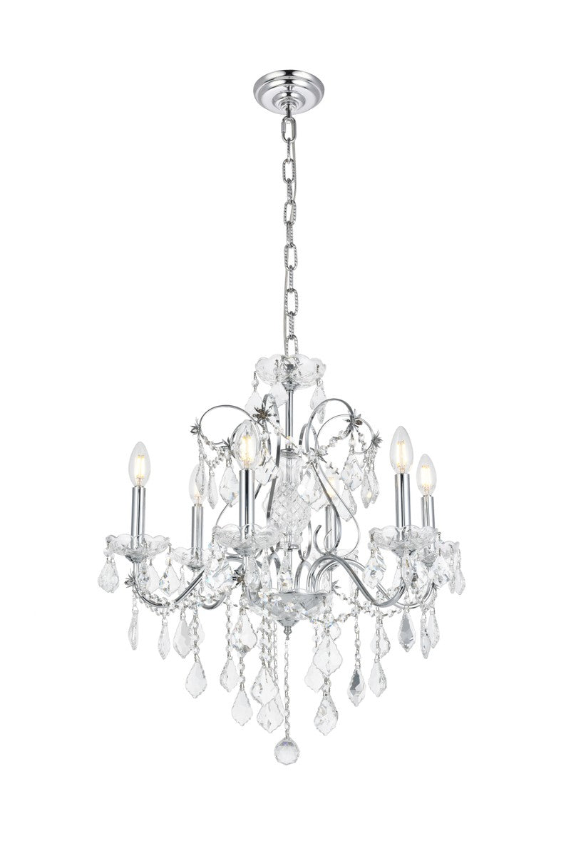 Elegant Lighting - V2015D24C/RC - Six Light Chandelier - St. Francis - Chrome