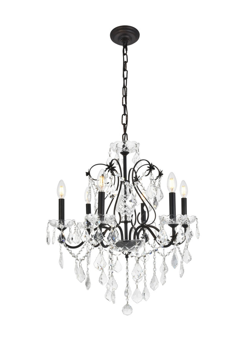 Elegant Lighting - V2015D24DB/RC - Six Light Chandelier - St. Francis - Dark Bronze