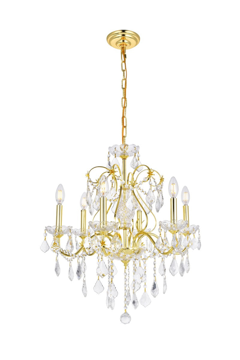 Elegant Lighting - V2015D24G/RC - Six Light Chandelier - St. Francis - Gold