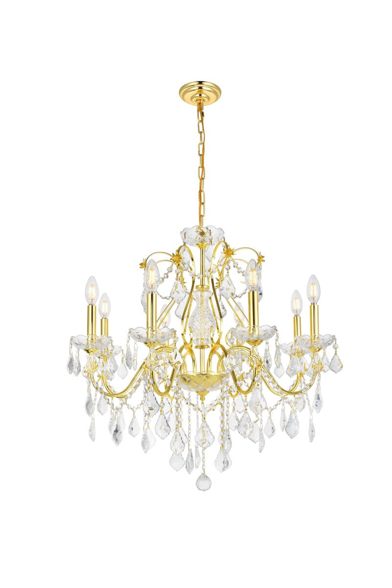 Elegant Lighting - V2015D26G/RC - Eight Light Chandelier - St. Francis - Gold