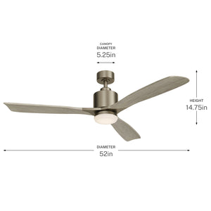 Kichler - 300027AP - 52"Ceiling Fan - Ridley II - Antique Pewter