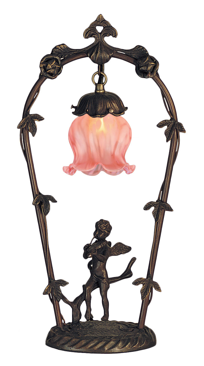 Meyda Tiffany - 12592 - One Light Accent Lamp - Pink Cherub With Violin - Mahogany Bronze