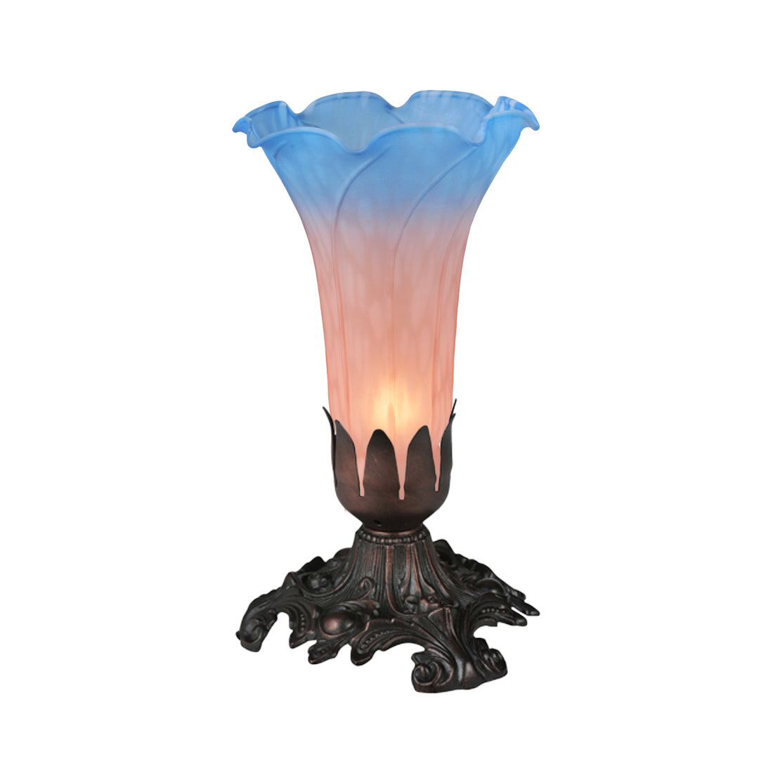 Meyda Tiffany - 14321 - One Light Mini Lamp - Pink/Blue - Mahogany Bronze