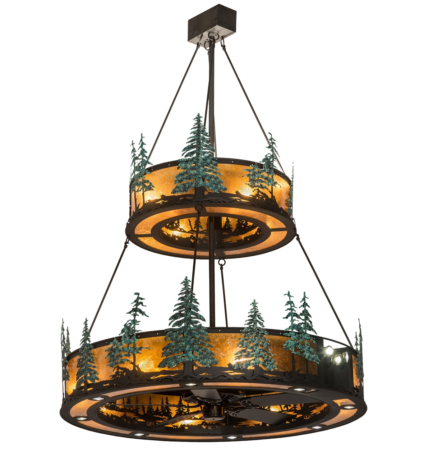 Meyda Tiffany - 192444 - 27 Light Chandel-Air - Tall Pines - Textured Black/Green Trees