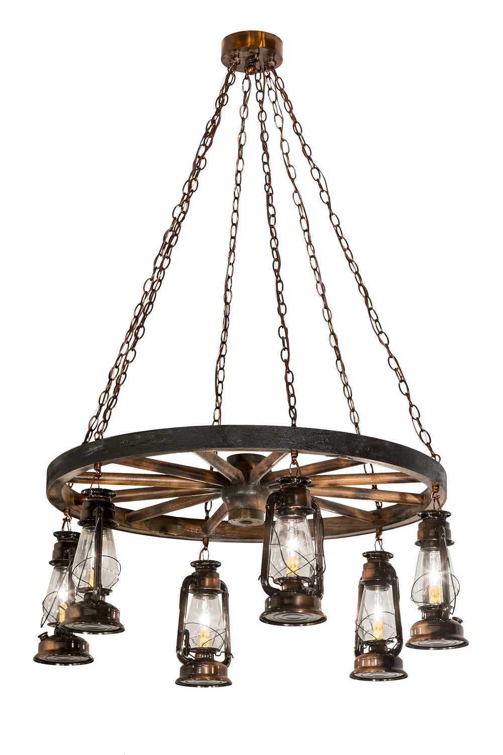 Meyda Tiffany - 193541 - Six Light Chandelier - Miners Lantern - Vintage Copper