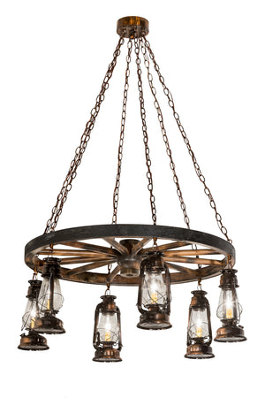 Meyda Tiffany - 193541 - Six Light Chandelier - Miners Lantern - Vintage Copper