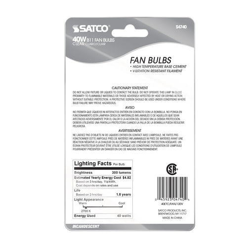 Satco - S4740 - Light Bulb - Clear