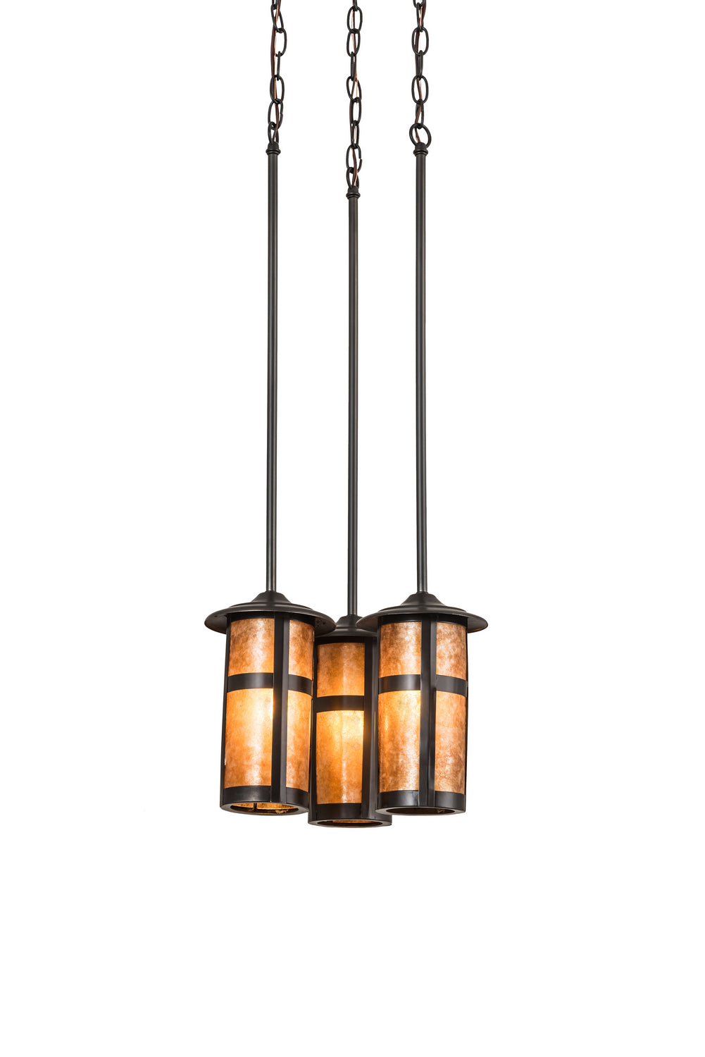 Meyda Tiffany - 192830 - Three Light Pendant - Fulton - Craftsman Brown