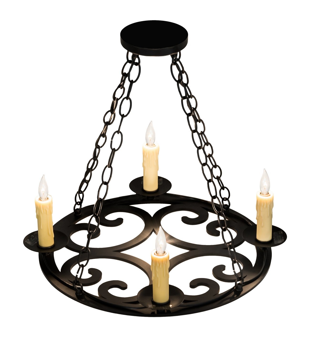 Meyda Tiffany - 195714 - Four Light Chandelier - Ashley - Black Metal