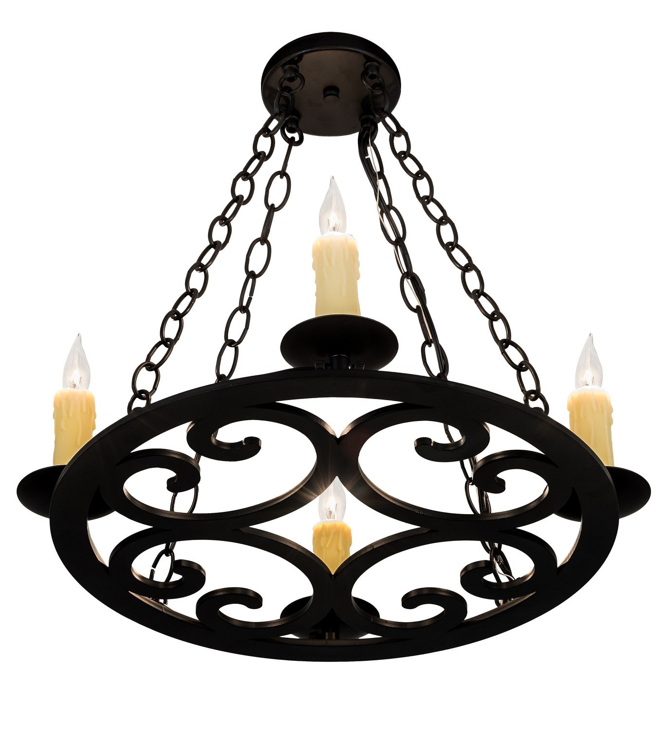 Meyda Tiffany - 195714 - Four Light Chandelier - Ashley - Black Metal