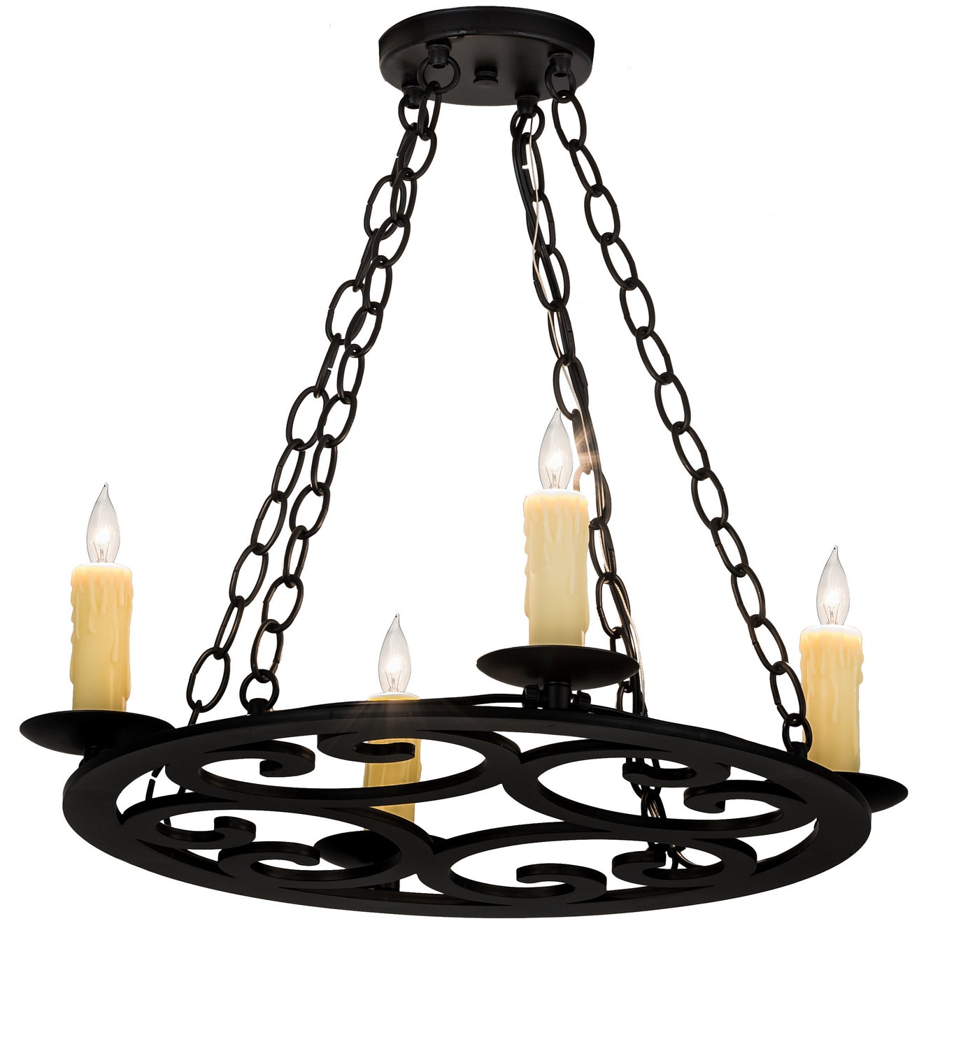 Meyda Tiffany - 195714 - Four Light Chandelier - Ashley - Black Metal