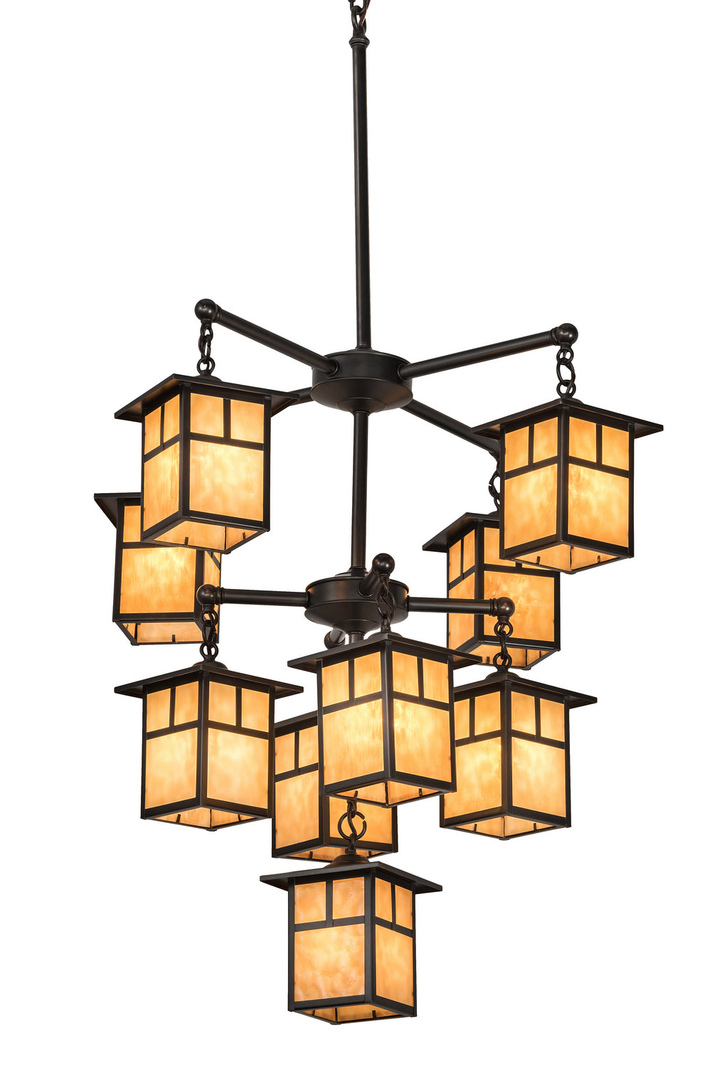 Meyda Tiffany - 196321 - Nine Light Chandelier - Hyde Park - Craftsman Brown