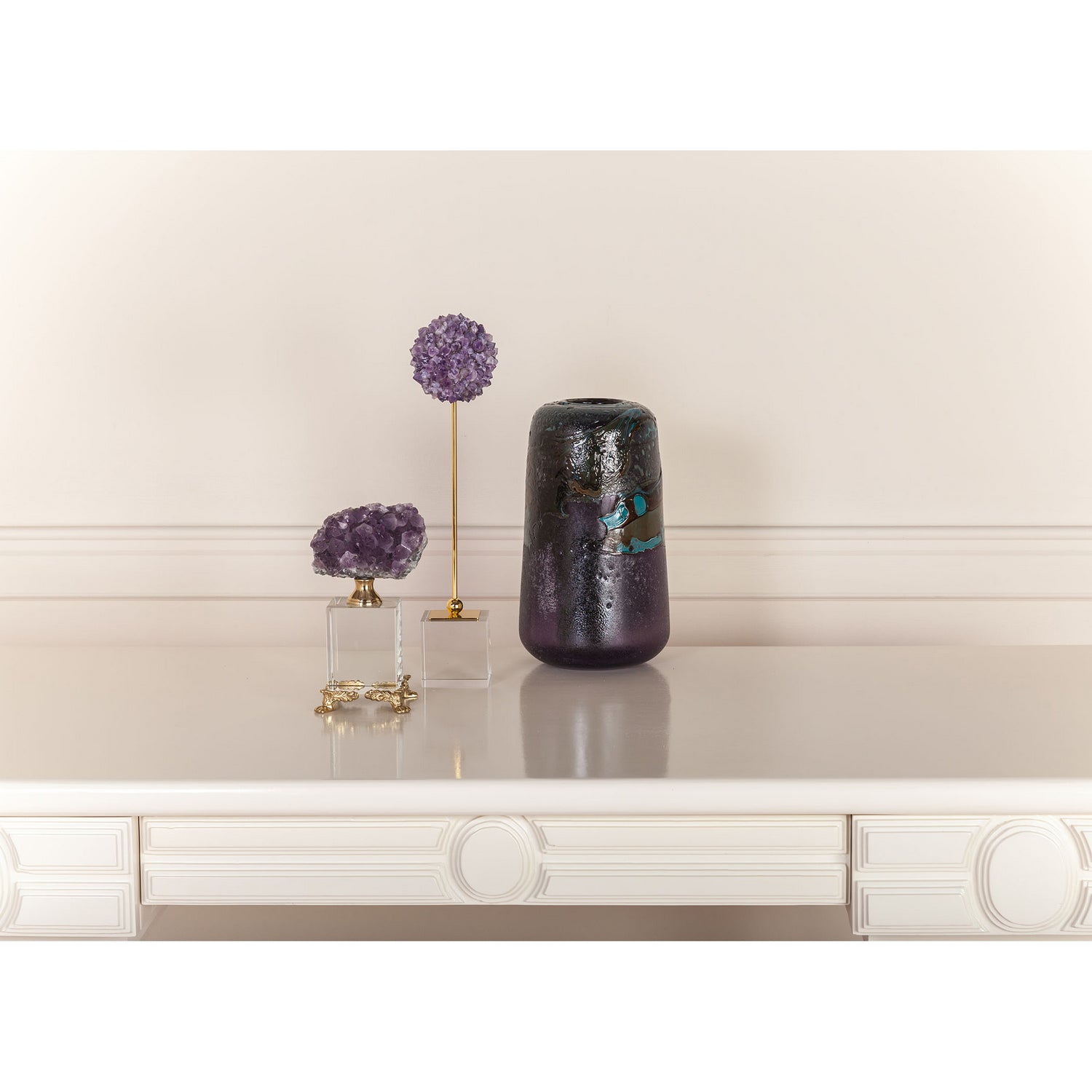 ELK Home - 2215-1007 - Decorative Accessory - Roque - Natural Purple Stone, Clear Crystal, Brass, Clear Crystal, Brass