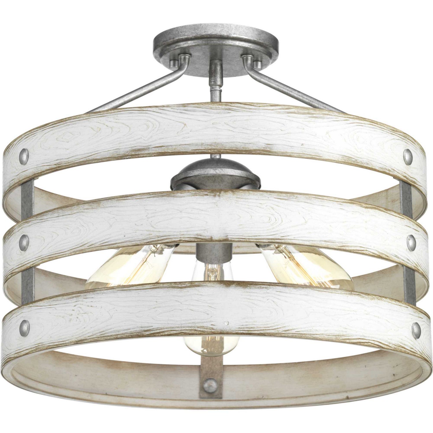 Progress Lighting - P350049-141 - Three Light Semi-Flush Convertible - Gulliver - Galvanized Finish