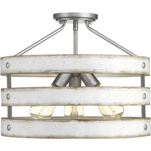 Progress Lighting - P350049-141 - Three Light Semi-Flush Convertible - Gulliver - Galvanized Finish