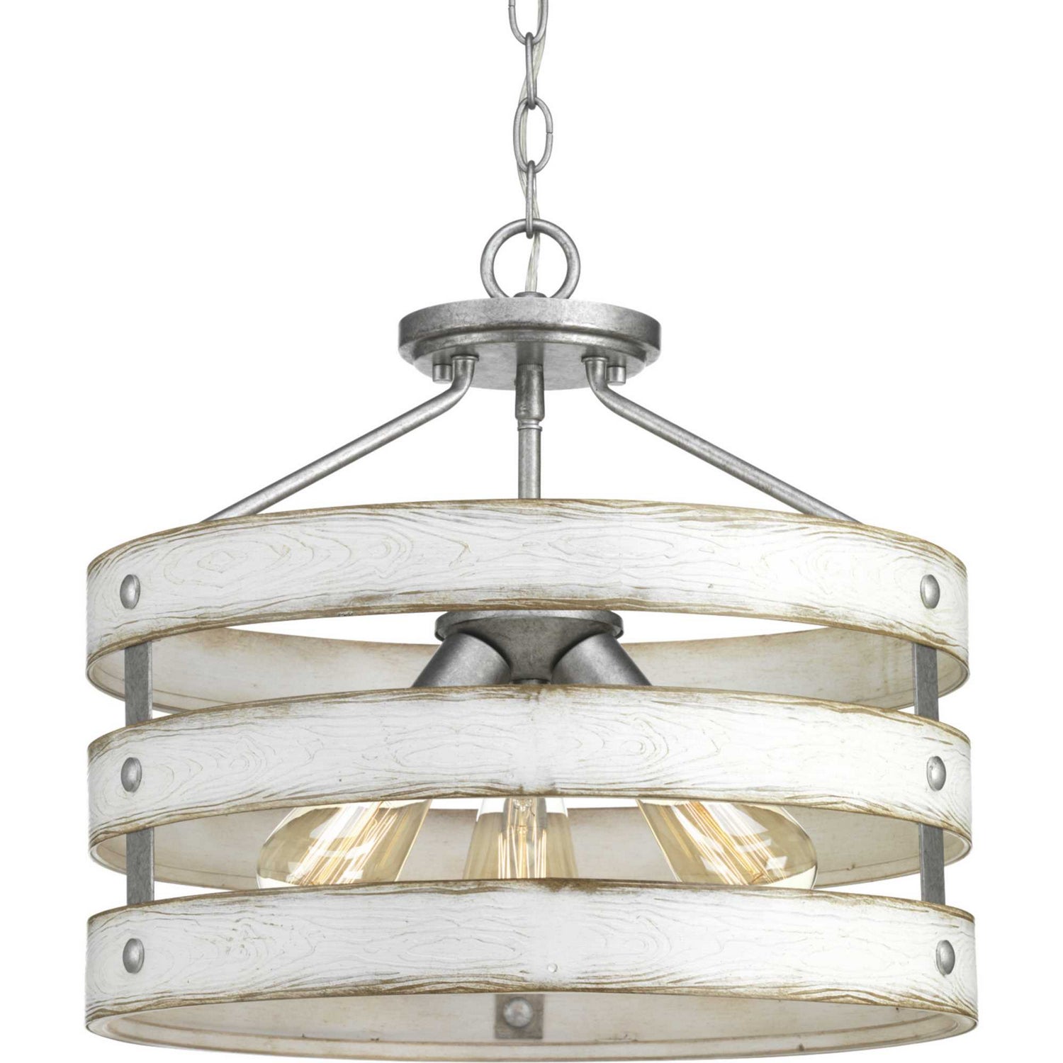 Progress Lighting - P350049-141 - Three Light Semi-Flush Convertible - Gulliver - Galvanized Finish