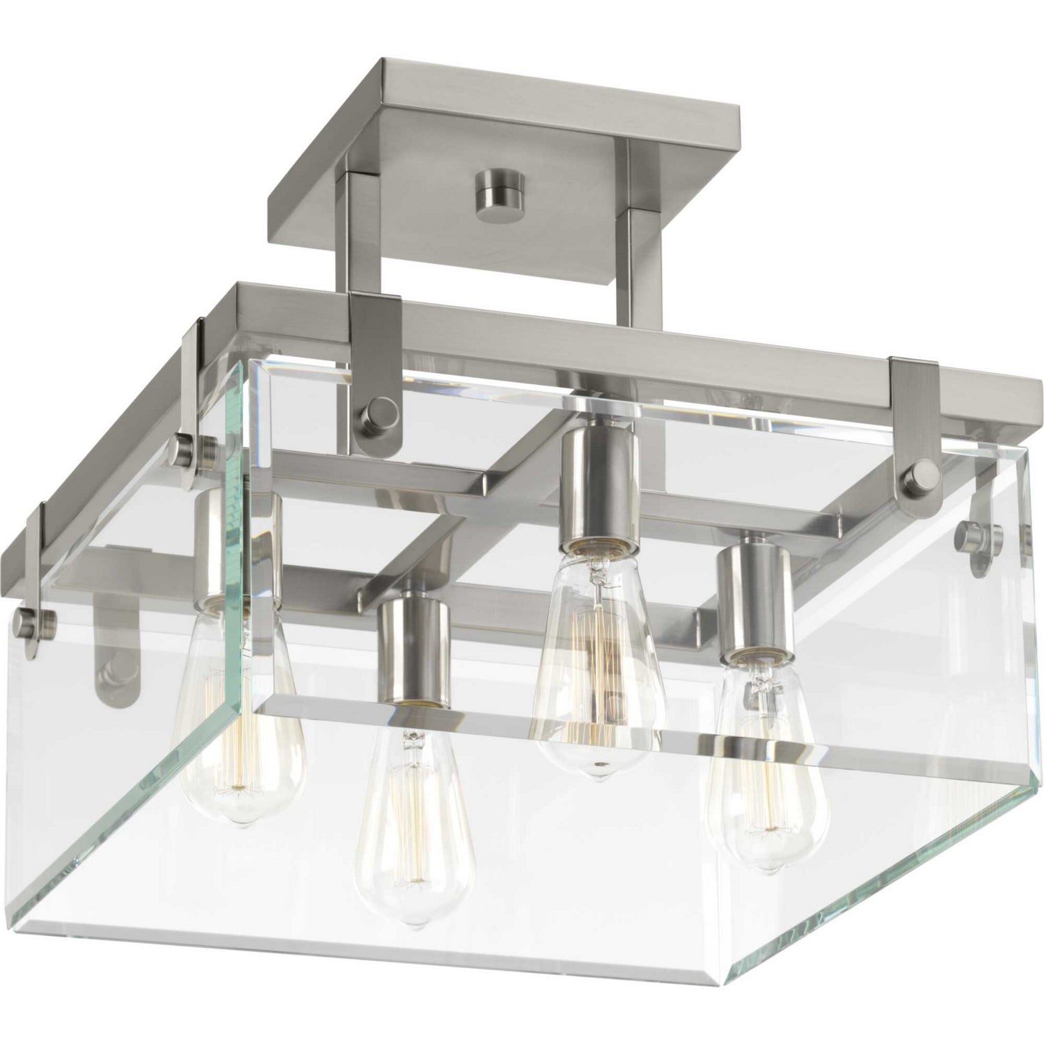 Progress Lighting - P350090-009 - Four Light Semi-Flush/Convertible - Glayse - Brushed Nickel