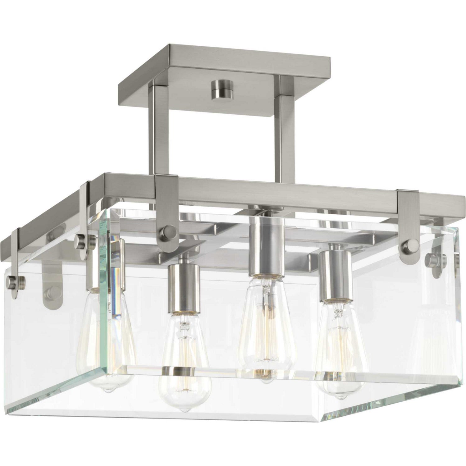 Progress Lighting - P350090-009 - Four Light Semi-Flush/Convertible - Glayse - Brushed Nickel