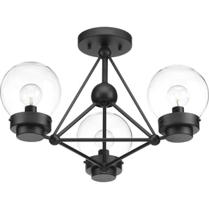 Progress Lighting - P400077-031 - Three Light Semi-Flush Convertible - Spatial - Black