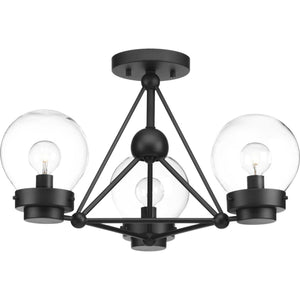 Progress Lighting - P400077-031 - Three Light Semi-Flush Convertible - Spatial - Black