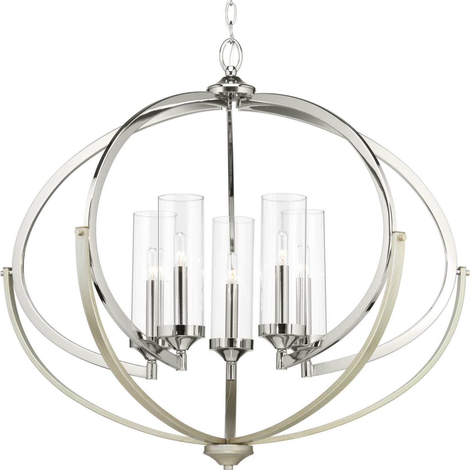 Progress Lighting - P400117-104 - Five Light Chandelier - Evoke - Polished Nickel