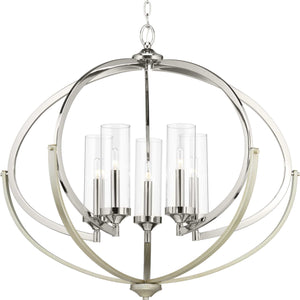 Progress Lighting - P400117-104 - Five Light Chandelier - Evoke - Polished Nickel